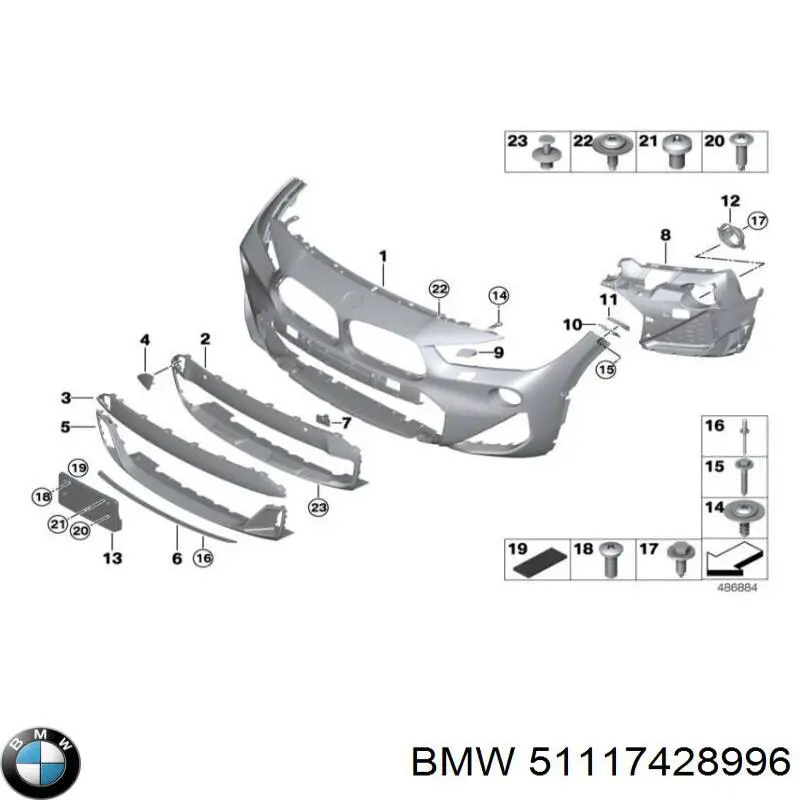 Купити 51117428996 BMW Направляюча переднього бампера, права