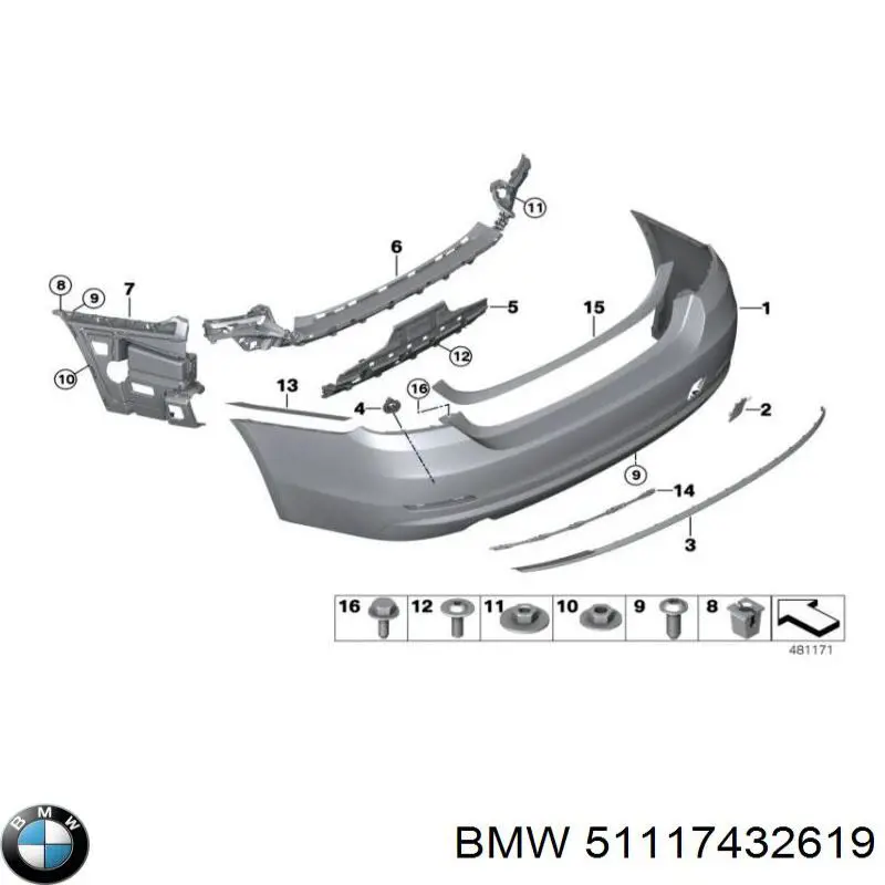 Ободок/окантовка фари протитуманної, лівий BMW 51117432619 ціна, від 38.09 USD