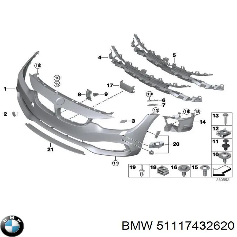 Обід (окантовка) фари противотуманної, правої BMW 51117432620 ціна, від 111.55 USD