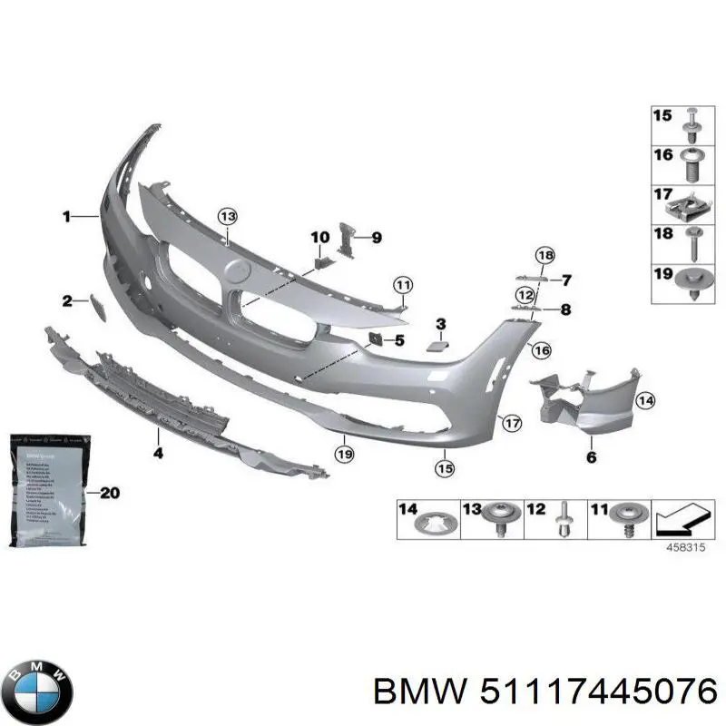 Кронштейн датчика парктроніка, передній бічний BMW 51117445076 ціна, від 55.03 USD