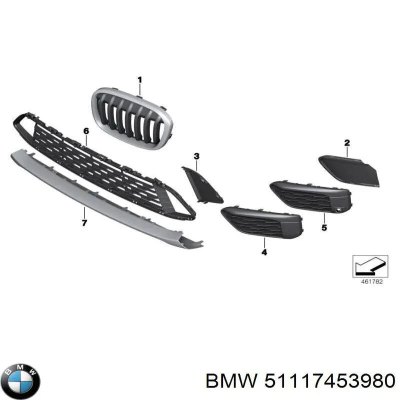 Решітка переднього бампера, права BMW 51117453980 ціна, від 38.73 USD