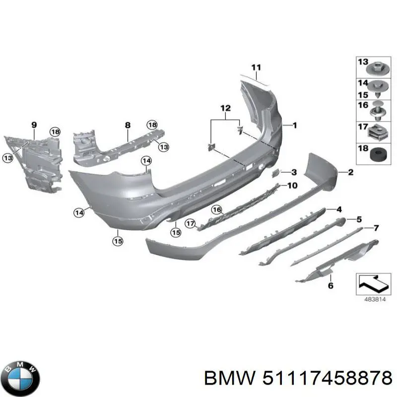 Накладка бампера заднього BMW 51117458878 ціна, від 63.14 USD