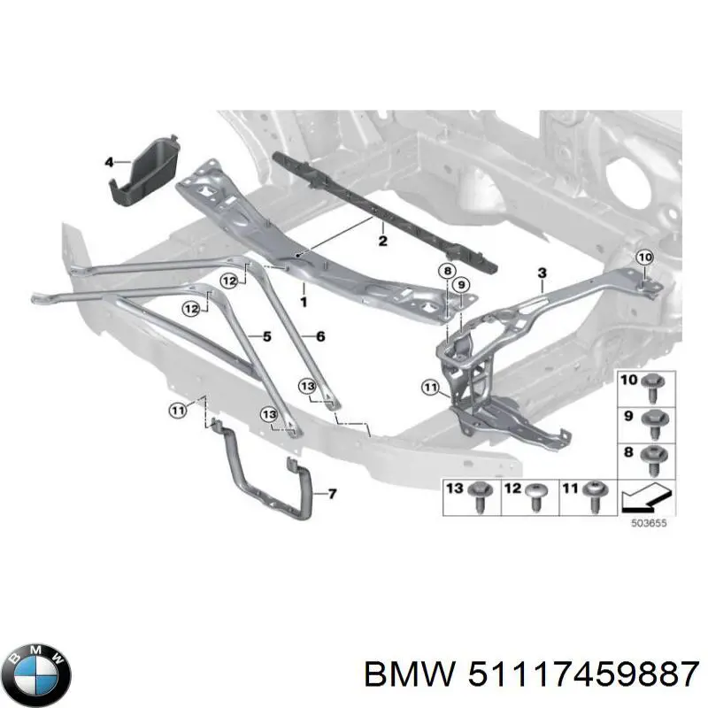 Кронштейн підсилювача переднього бампера BMW 51117459887 ціна, від 69.39 USD