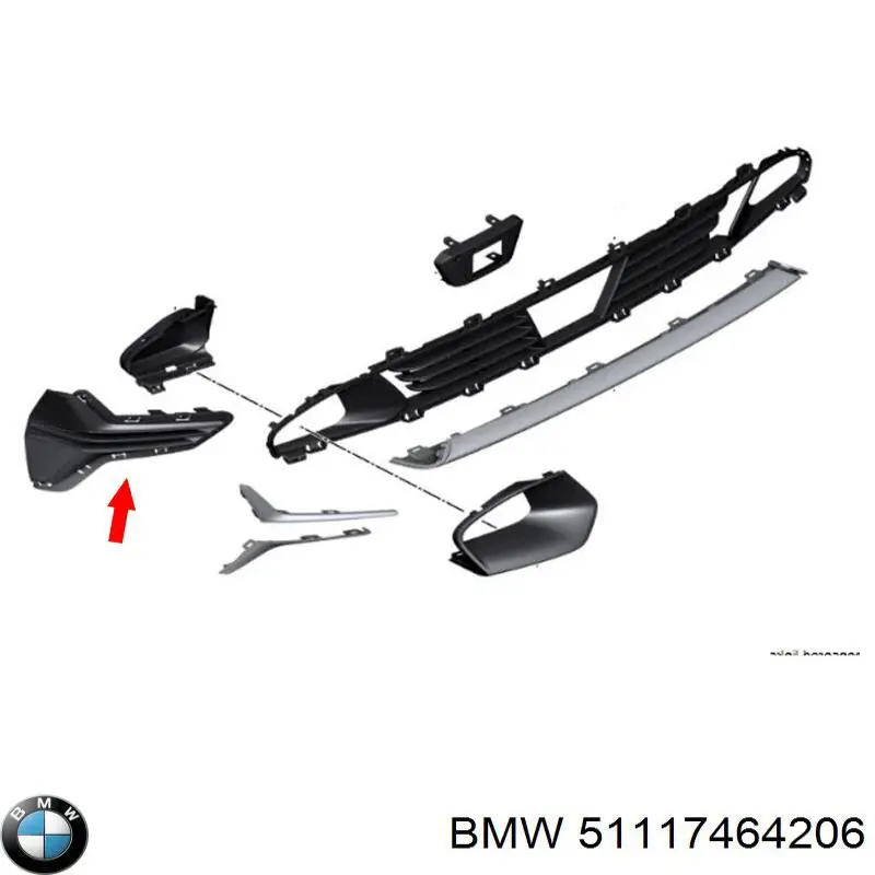 Решітка переднього бампера, права BMW 51117464206 ціна, від 30.93 USD