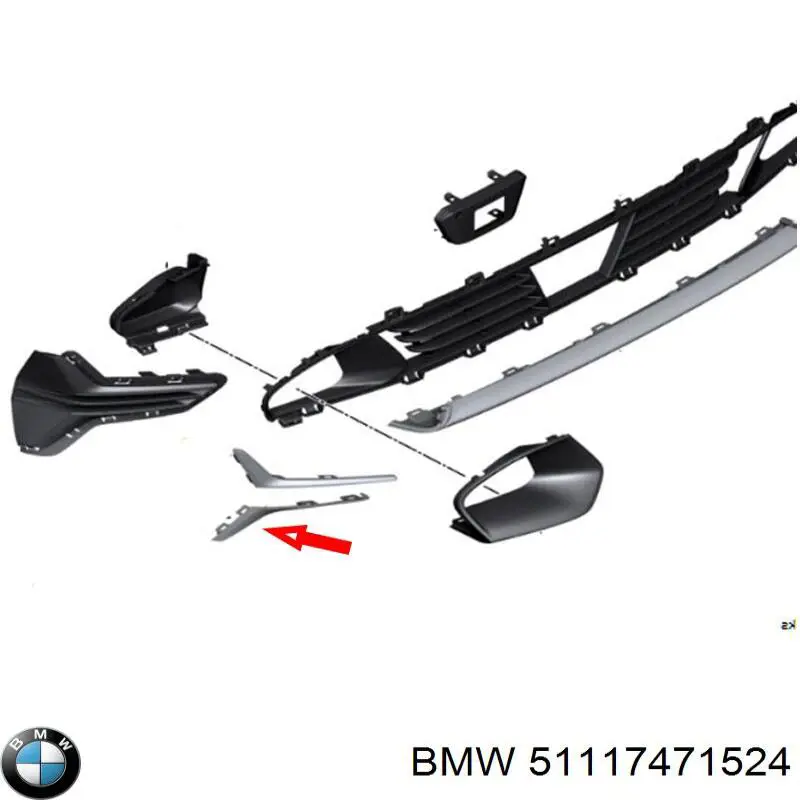 Купити 51117471524 BMW Молдинг переднього бампера, правий
