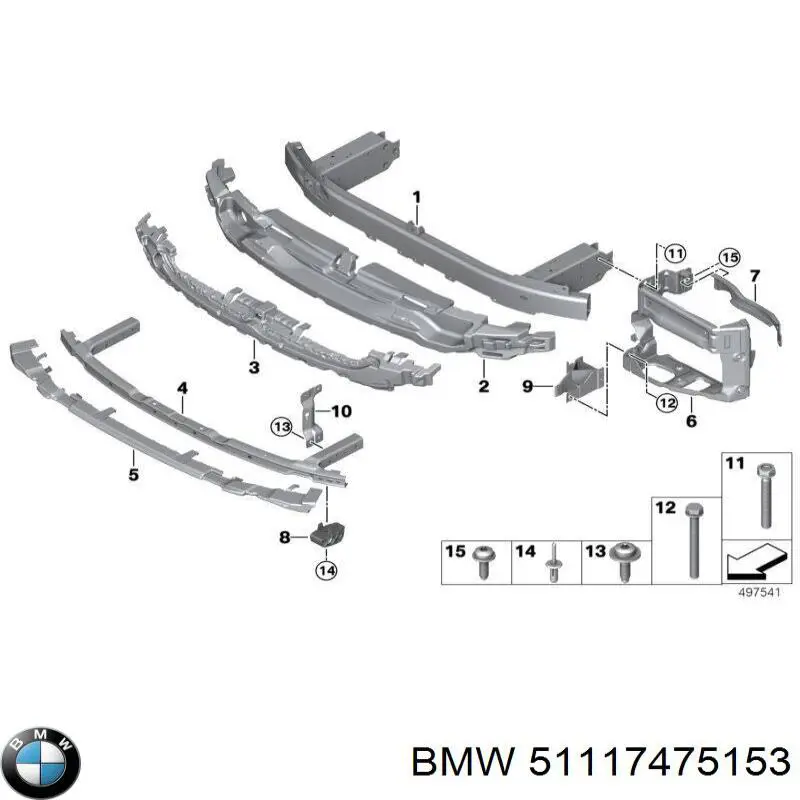 Абсорбер бампера переднього BMW 51117475153 ціна, від 176.76 USD
