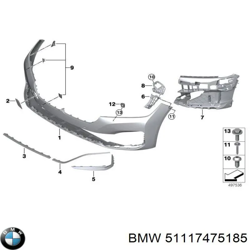 51117475185 BMW Лівий кронштейн переднього бампера