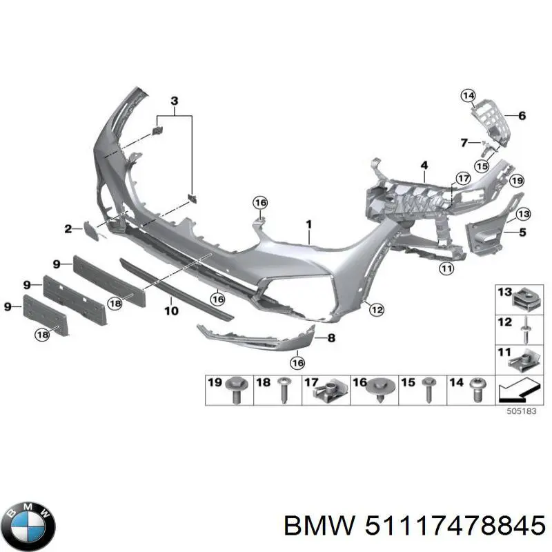 51117478845 BMW Направляюча переднього бампера, ліва