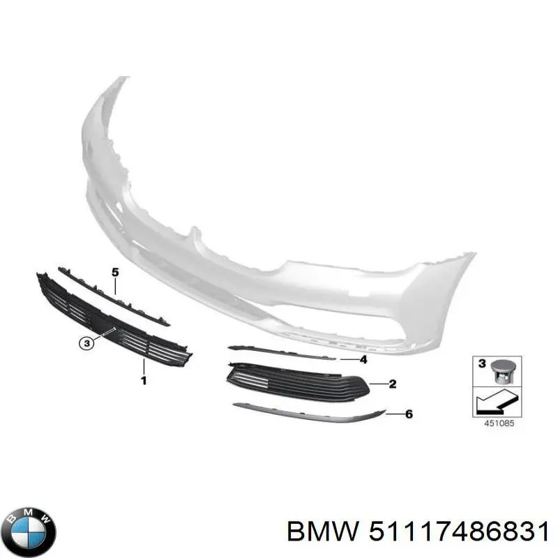 51117486831 BMW Решітка переднього бампера, центральна