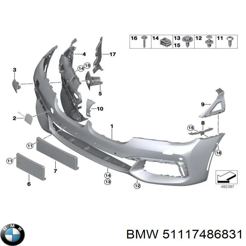 Решітка переднього бампера, центральна BMW 51117358784 ціна, від 68.39 USD