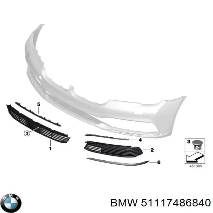 51117486840 BMW Решітка переднього бампера, права