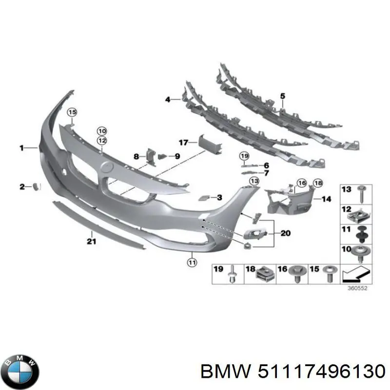 51117496130 BMW Бампер передній в зборі