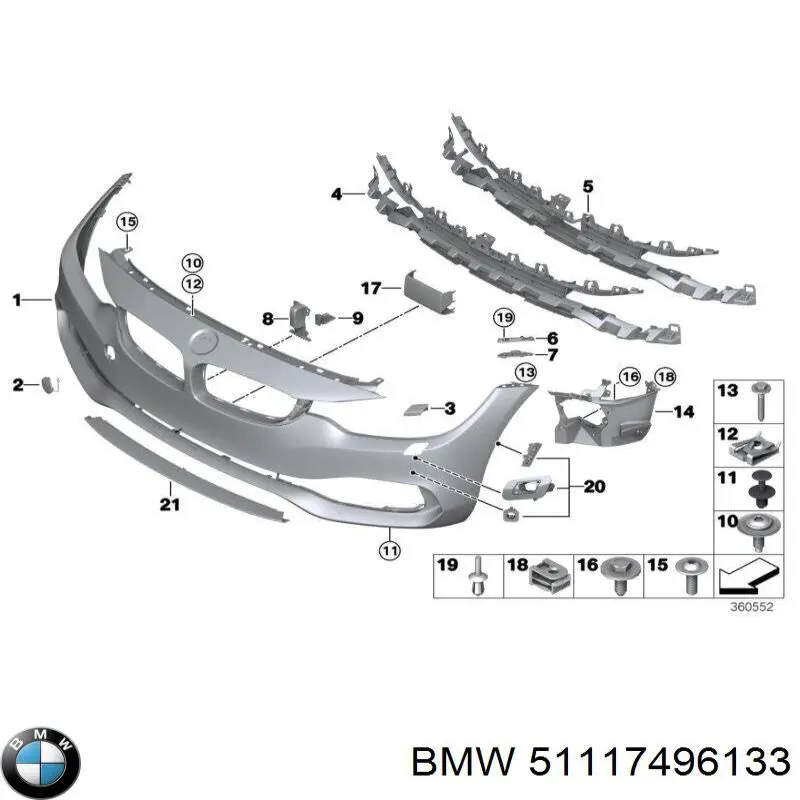 51117496133 BMW Бампер передній в зборі