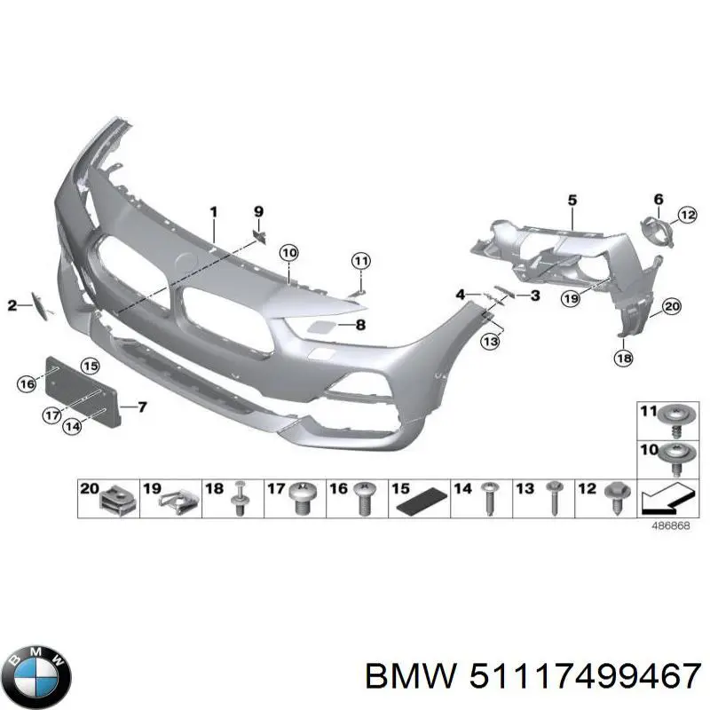 Бампер на авто BMW 51117499467 ціна, від 883.55 USD