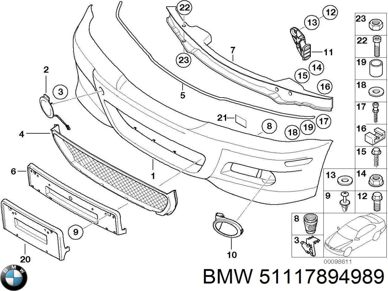 Бампер на авто BMW 51117894989 ціна, від 1138.64 USD