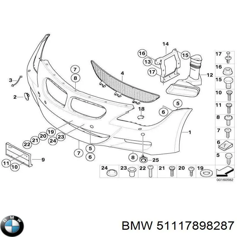 51117898287 BMW Решітка переднього бампера, центральна