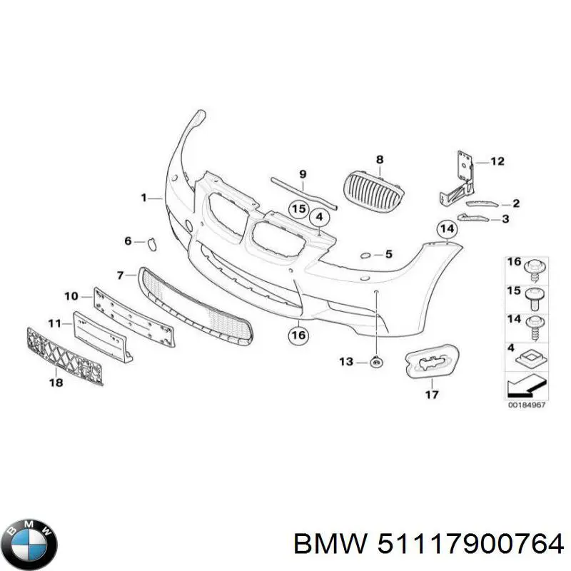  Решітка переднього бампера, центральна BMW 3 