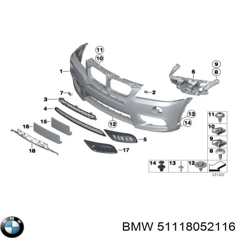 Бампер передній 51118052116 BMW