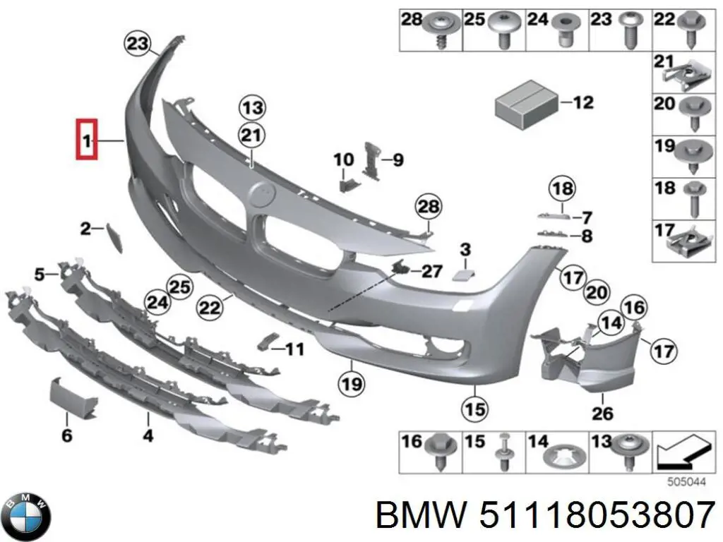 51118053807 BMW Бампер передній в зборі