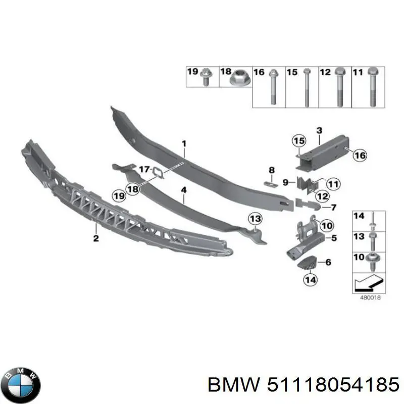Абсорбер бампера переднього BMW 51118054185 ціна, від 46.57 USD