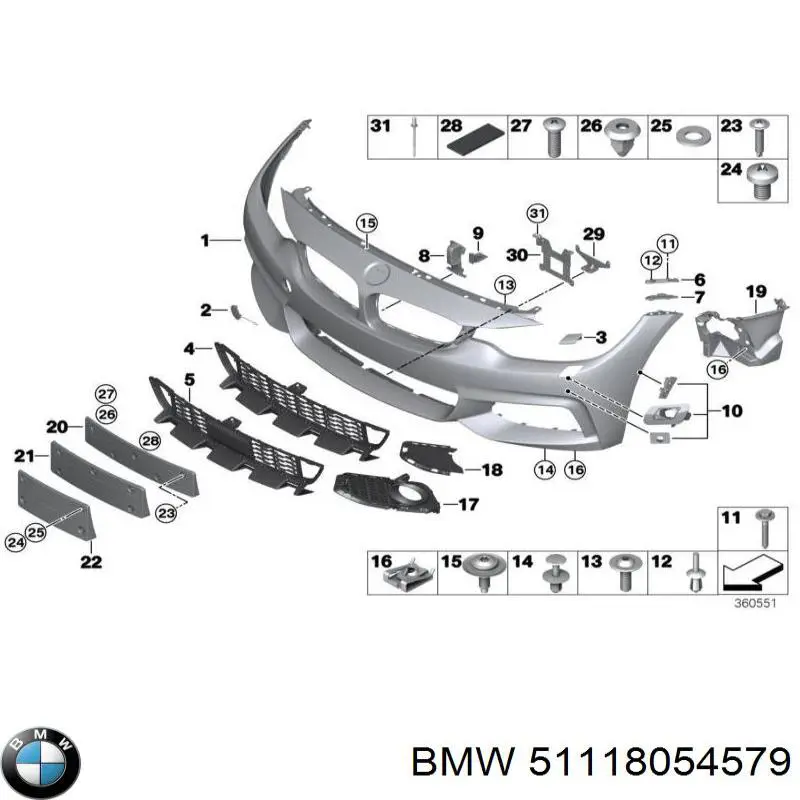 Кронштейн кріплення протитуманною фари, лівою BMW 51118054579 ціна, від 66.66 USD