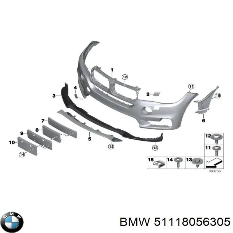 8056305 BMW Дефлектор переднього бампера, лівий