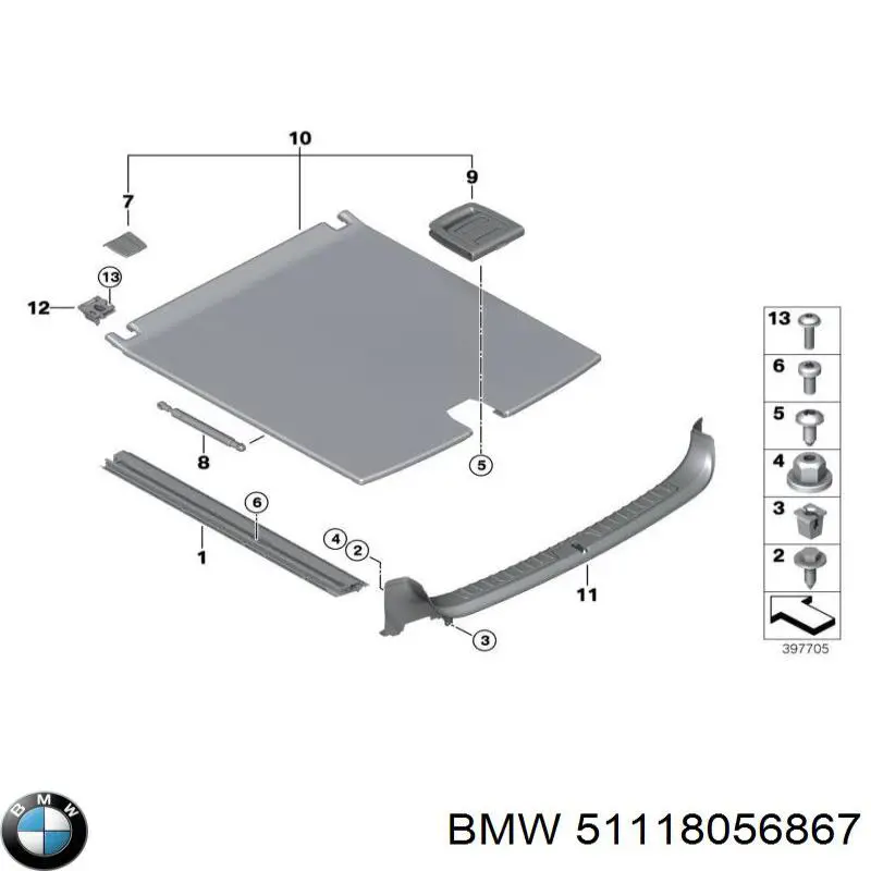 Купити 51118056867 BMW Молдинг решітки переднього бампера, лівий