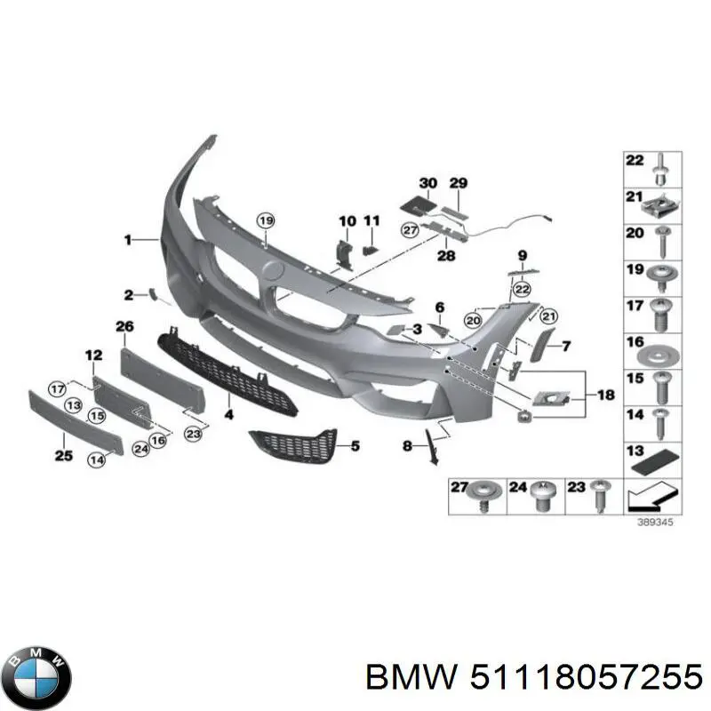 Кронштейн бампера переднього, лівий 51118057255 BMW