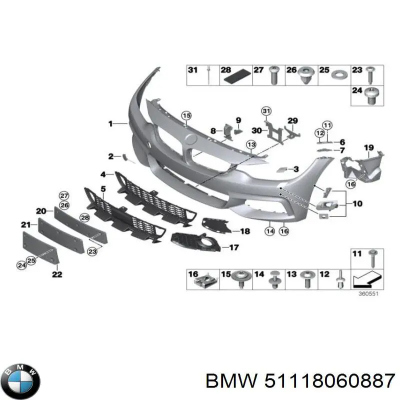 51118060887 BMW Бампер передній в зборі
