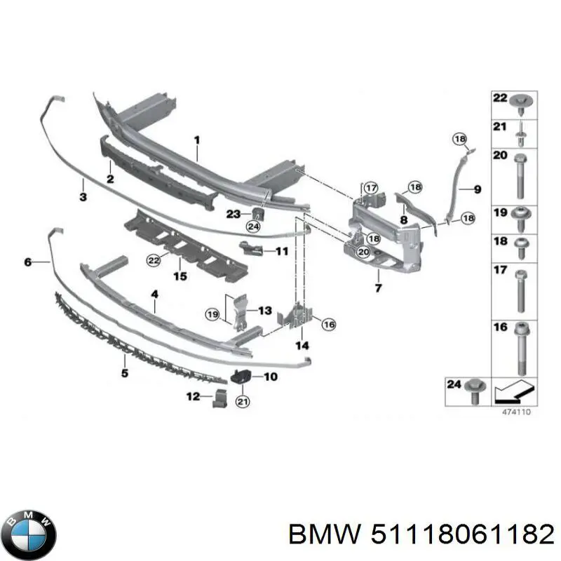 Купити 51118061182 BMW Абсорбер (наповнювач) бампера переднього