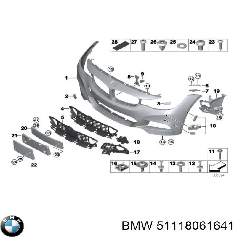 51118061641 BMW Бампер передній в зборі