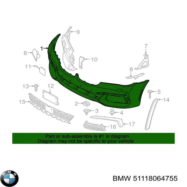Бампер на авто BMW 51118064755 ціна, від 138.89 USD