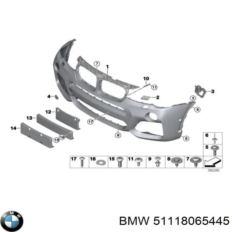 Накладка форсунки омивача фари передньої BMW 51118065445 ціна, від 40.66 USD