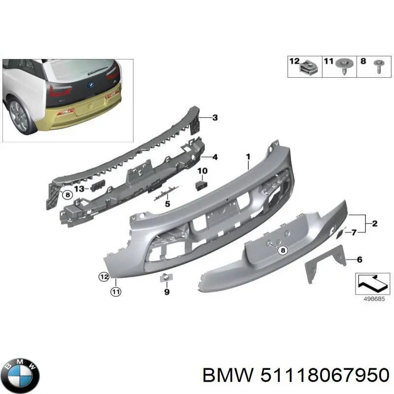 51118054175 BMW Кронштейн датчика парктроніка, передній боковий