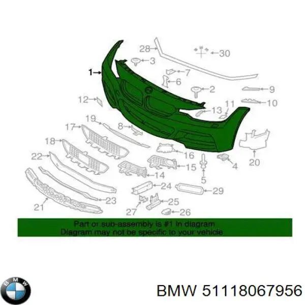 Бампер на авто BMW 51118067956 ціна, від 885.71 USD