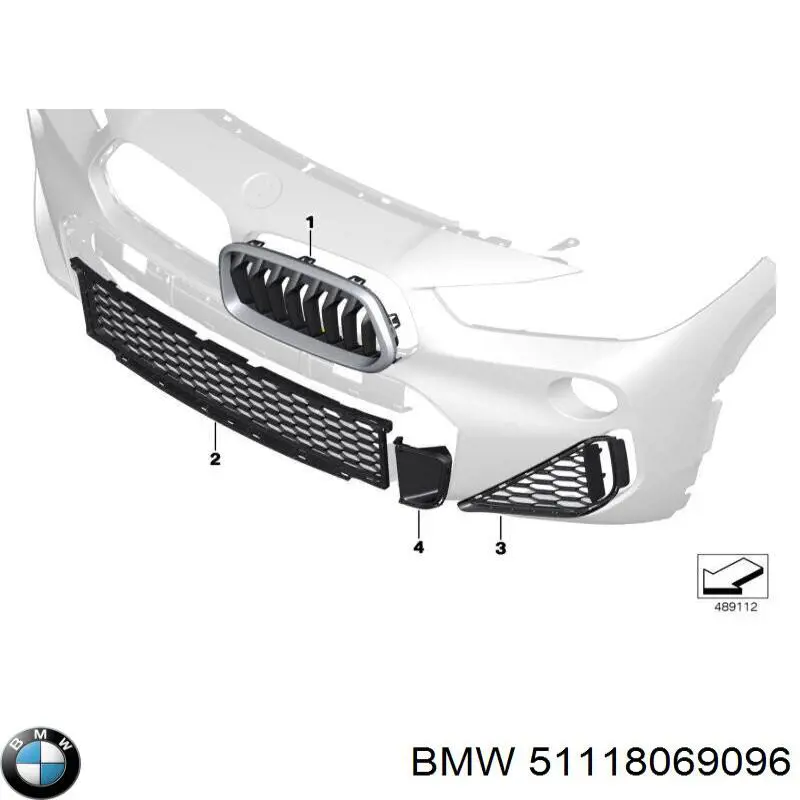 Решітка переднього бампера, центральна BMW 51118069096 ціна, від 40.54 USD