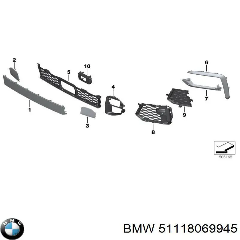 51118069945 BMW Решітка радіатора ліва