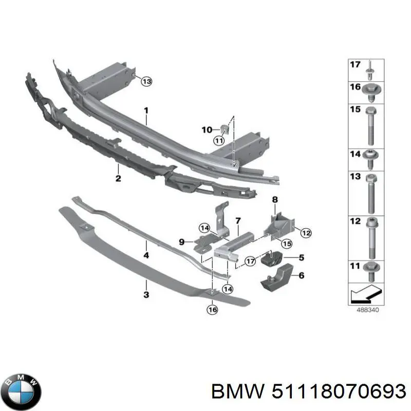 Абсорбер бампера переднього BMW 51118070693 ціна, від 82.58 USD
