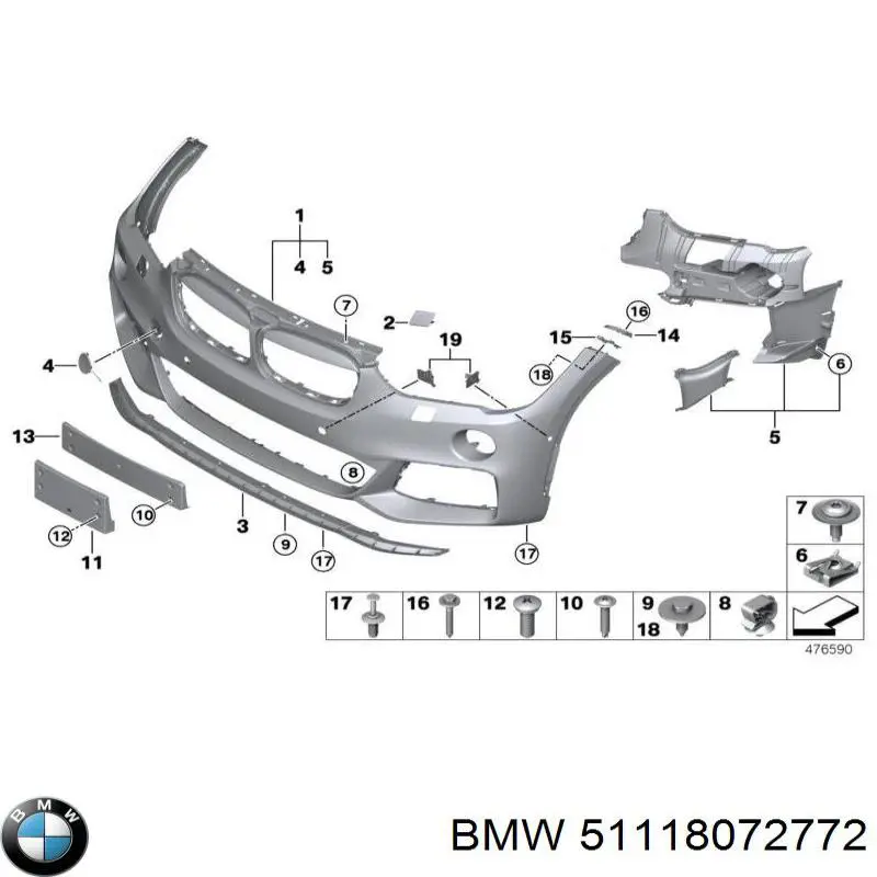 51118072772 BMW Бампер передній в зборі