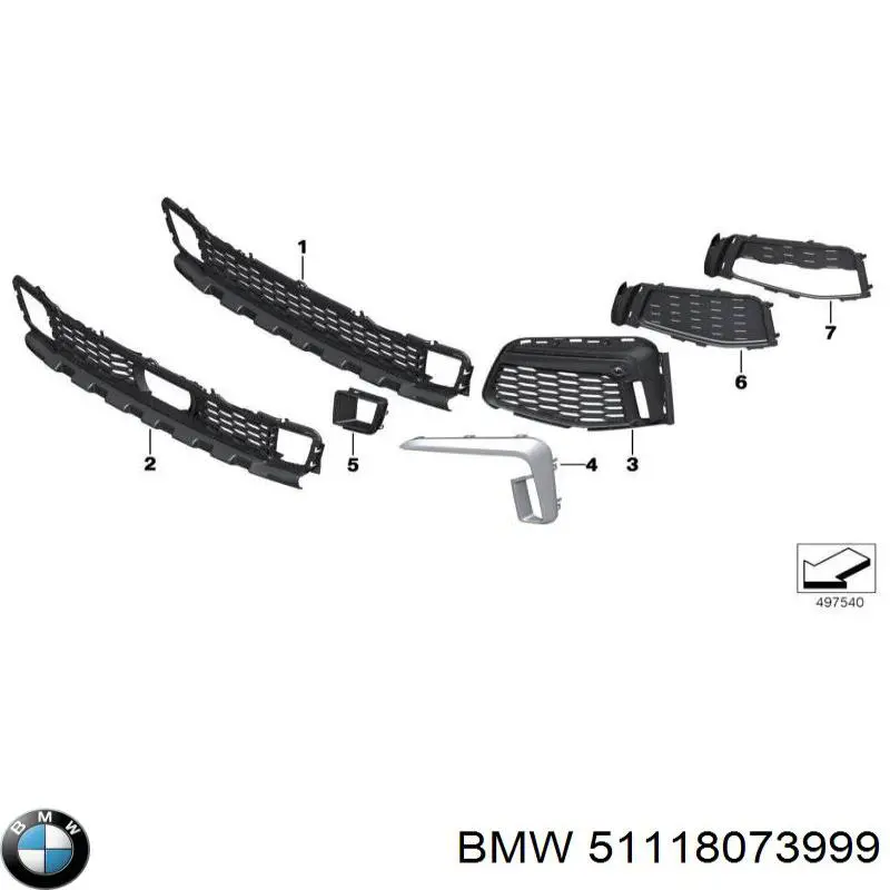 Решітка переднього бампера, центральна BMW 51118073999 ціна, від 49.41 USD