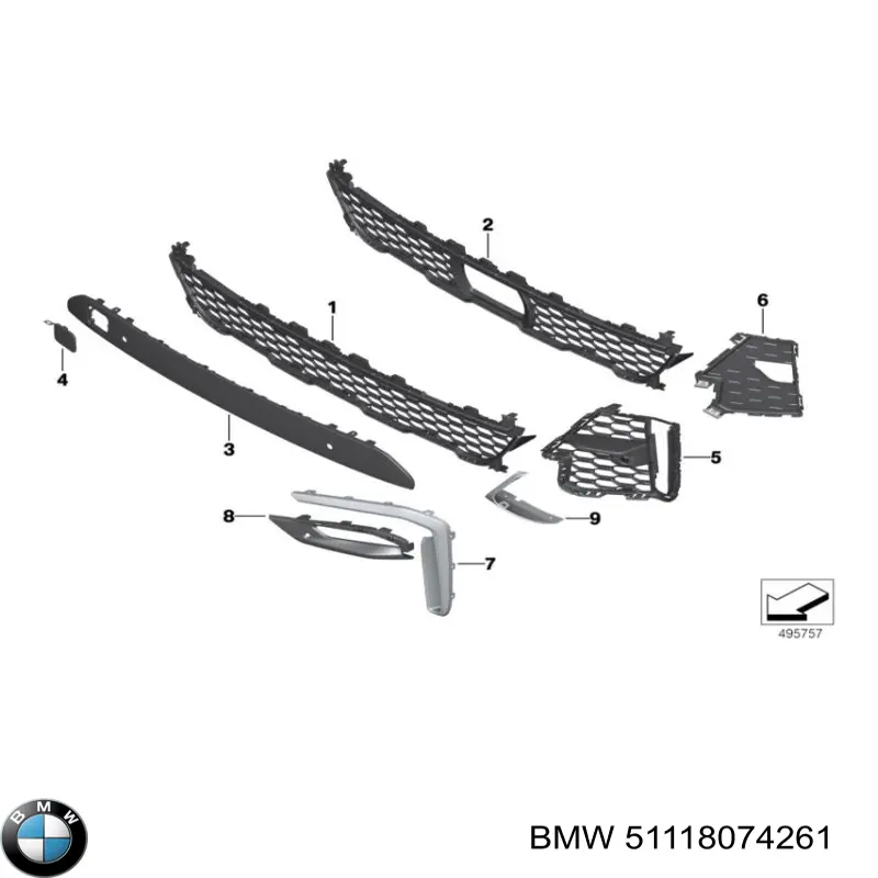 51118074261 BMW Молдинг решітки переднього бампера, лівий