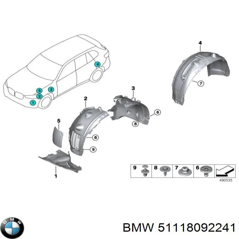 51118092241 BMW Захист бампера переднього, лівий