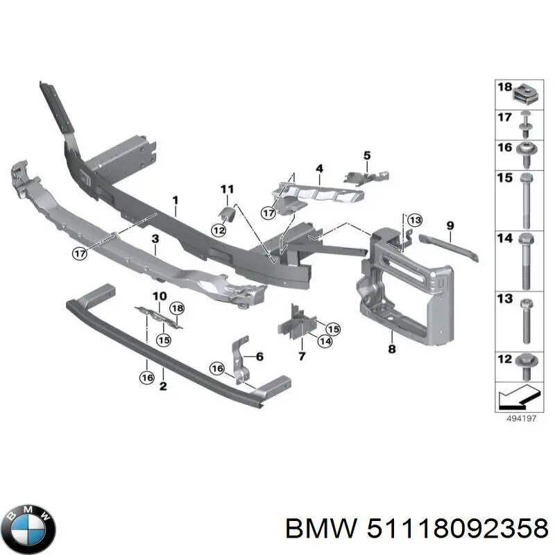 Абсорбер бампера переднього BMW 51118092358 ціна, від 40.31 USD
