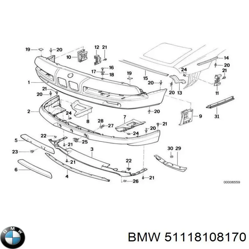 Передній бампер на BMW 8 E31