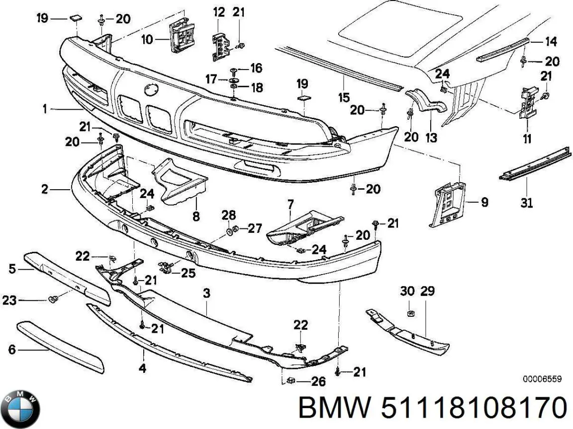 Бампер на авто BMW 51118108170 ціна, від 1279.04 USD