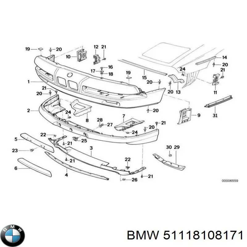 51118108171 BMW бампер передній, нижня частина