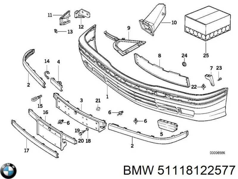 Ліве кріплення переднього бампера на BMW 3 (E36)