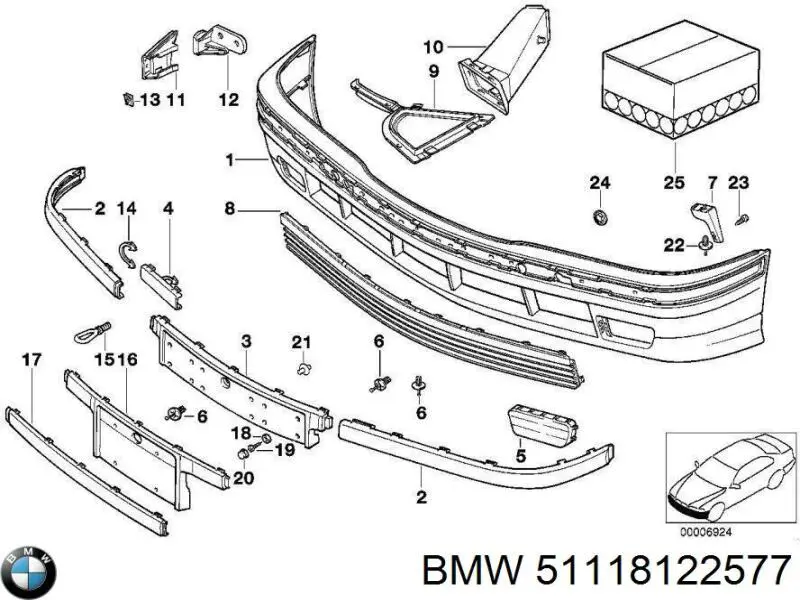Купити 51118122577 BMW Кронштейн бампера переднього, лівий