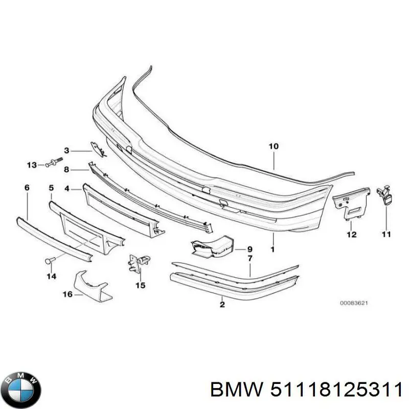 51118125311 BMW панель кріплення номерного знака, переднього