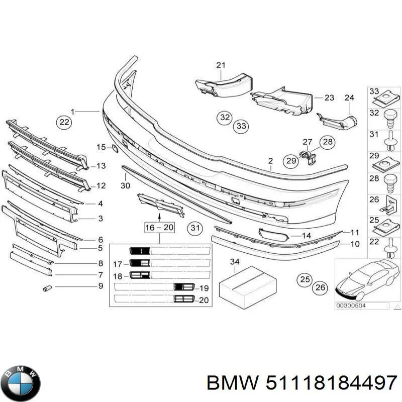 Накладка бампера переднього, ліва 51118184497 BMW